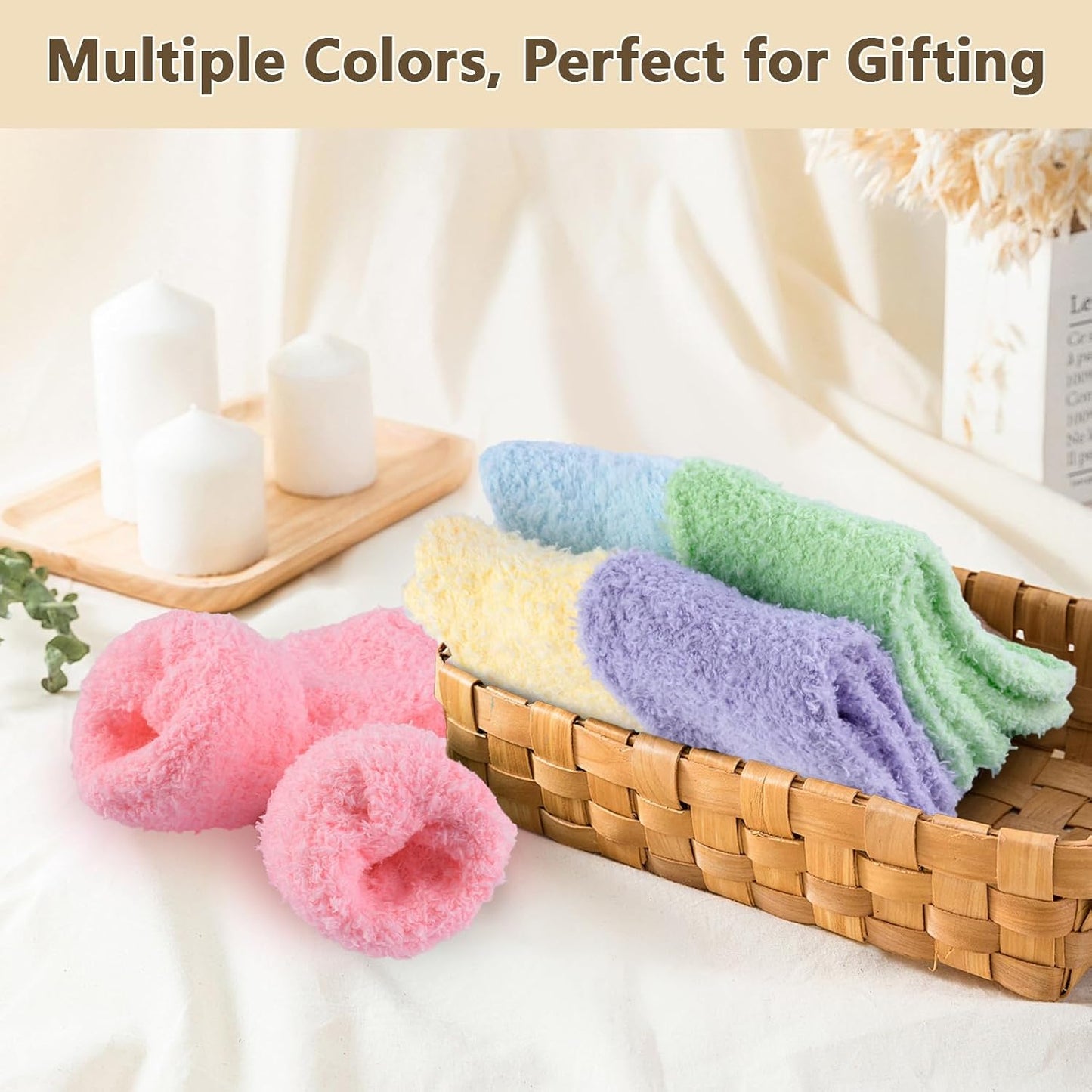 5 Pairs Fluffy Socks Womens Fuzzy Socks, Cozy Winter Sleep Sock for Women, Girls, Kids, Warm Microfiber Soft Sock