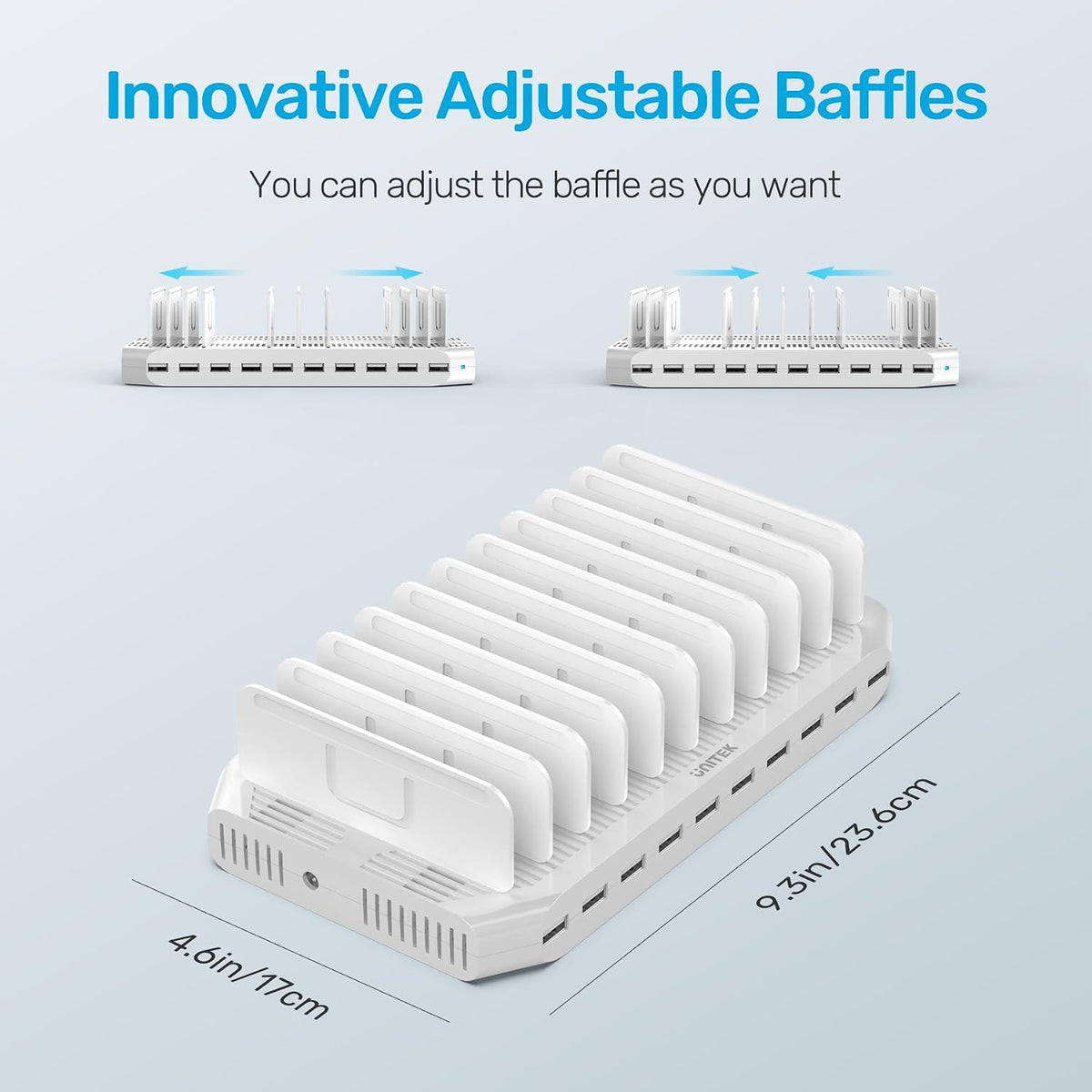 Unitek 10-Port Charging Station, USB Charger Organizer for Multiple Device