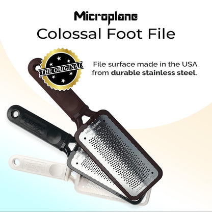 Microplane Colossal Foot File Scraper - The Original Stainless Steel Foot Rasp, Dead Skin/Callus Remover for Feet, Gentle Foot Scrubber, Pedicure Tools for Salon-Quality Foot Care, Black