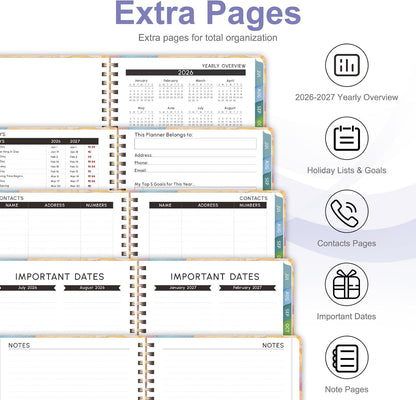 Planner 2026-2027, Weekly and Monthly Calendar Planner, JUL 2026 - JUN 2027 | Academic Year, Daily Agenda Book, A5(6.3'' x 8.5''), Sprial Bound, Inner Pocket, Office School Use