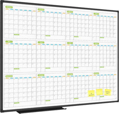 JILoffice Magnetic Dry Erase Calendar Whiteboard, 4 Month White Board Planner 36 X 24 Inch, Black Aluminum Frame Wall Mounted Board for Office Home and School