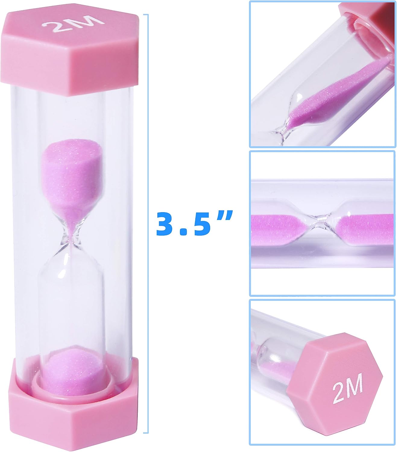 PROLOSO 6 Pcs Colorful Sand Timers Set Platic Sandglass Hourglass Sand Clock Timer 30sec/ 1min/ 2mins/ 3 Minutes/ 5 Minute/ 10mins for Kids Games Classroom Home Office Kitchen