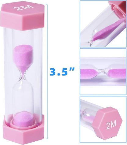 PROLOSO 6 Pcs Colorful Sand Timers Set Platic Sandglass Hourglass Sand Clock Timer 30sec/ 1min/ 2mins/ 3 Minutes/ 5 Minute/ 10mins for Kids Games Classroom Home Office Kitchen