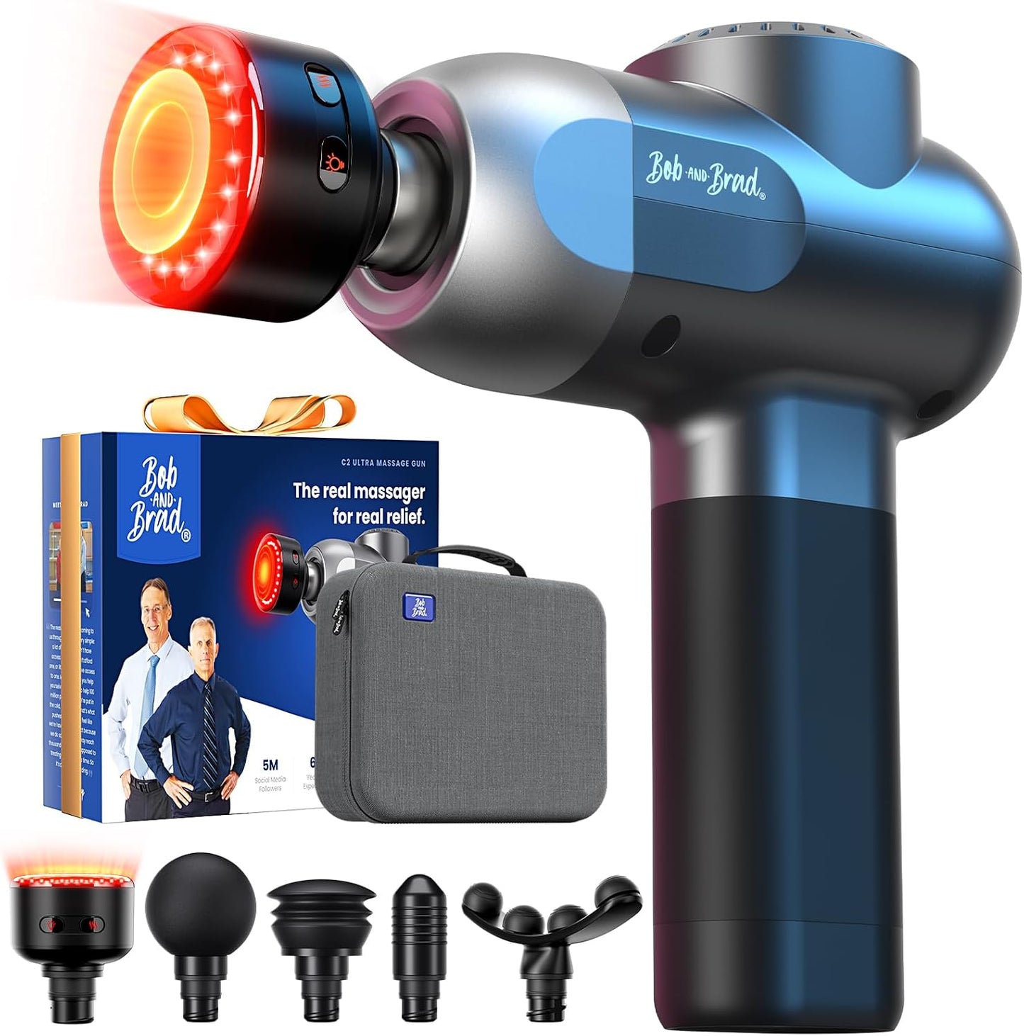 BOB AND BRAD C2 Pro Massage Gun with Heat and Cold Therapy, FSA Eligible & HSA Approved, PT-Developed Deep Tissue Back Massager for Athletes, Men & Women — Birthday & Holiday Gifts