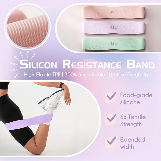 Pilates Ring Set: 35cm Magic Circle with Dual Padded Handles, Pilates Mini Ball, and Resistance Bands (15, 25, 35 lbs) for Strength, Flexibility, Stability, and Body Toning