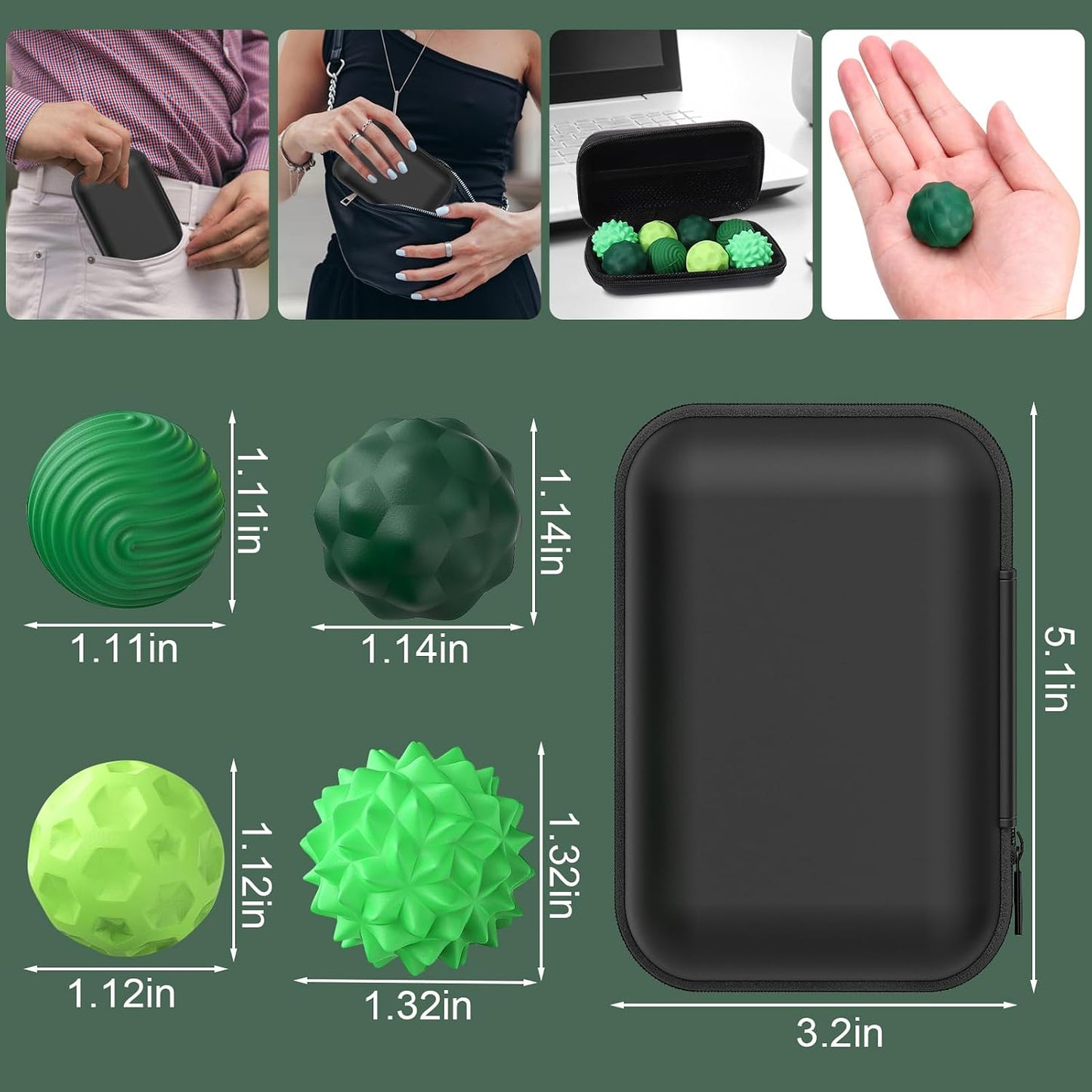 BUSOHA Silicone Fidget Balls - 4 Pack Fidget Toys Adults Sensory Toys Stress Balls for Adults Teens Gifts for Calming,Autism and ADHD Office