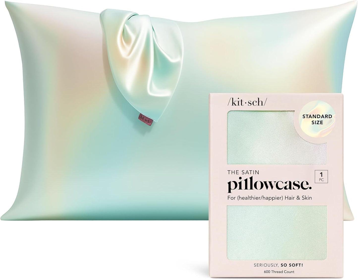 Kitsch Satin Pillowcase with Zipper for Hair & Skin - Softer Than Silk Pillow Cases, Smooth Cooling Satin Pillow Case, Wrinkle-Free, Machine Washable - Pillow Cases Standard Size (19x26) - Blush