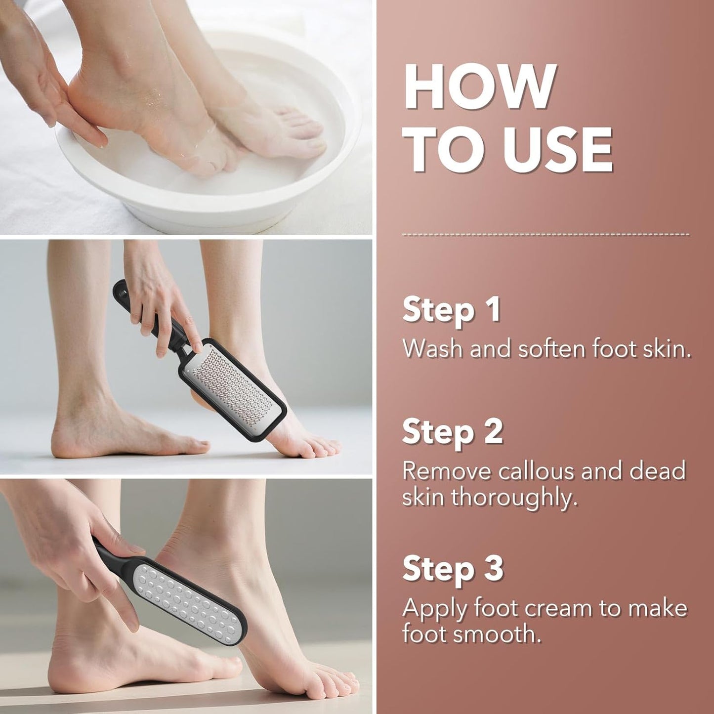 Kolavia 2 Pack Foot File Callus Remover, Durable Foot Scrubber for Hard Dead Skin, Foot Rasp and Double-Sided Foot Heel Scraper for Cracked Heels & Corns, Stainless Steel Pedicure Feet File Tool