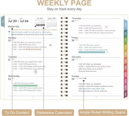 Planner 2026-2027, Weekly and Monthly Calendar Planner, JUL 2026 - JUN 2027 | Academic Year, Daily Agenda Book, A5(6.3'' x 8.5''), Sprial Bound, Inner Pocket, Office School Use