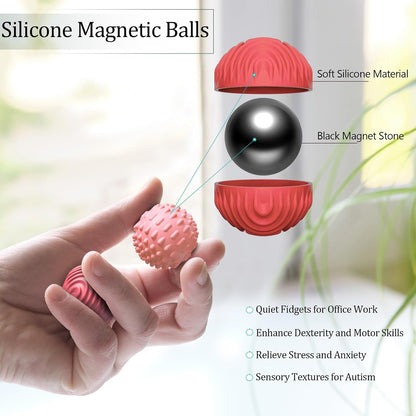 luckdoor Silicone Magnetic Balls Fidget Toys for Adults & Teens,4PCS Stress Relief Sensory Toys for Autism ADHD Anxiety,Fun Textures Gadgets,Office Desk Toy,Stocking Stuffers for Men Women Teen Gifts