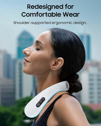 KOHA CoolMaster Ultra Neck Fan, Neck Air Conditioner, 2-in-1 Cooling Neck Fan Portable Rechargeable, Wearable Personal Fan, 5500mAh Large Battery, Ergonomic Design, Frost White