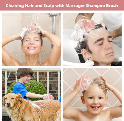 URTHEONE Soft Silicone Hair Scalp Massager Shampoo Brush for Wet Dry Oily Curly Straight Thick Thin Rough Long Short Natural Men Women Kids Pets Hair Care Tools（Pink