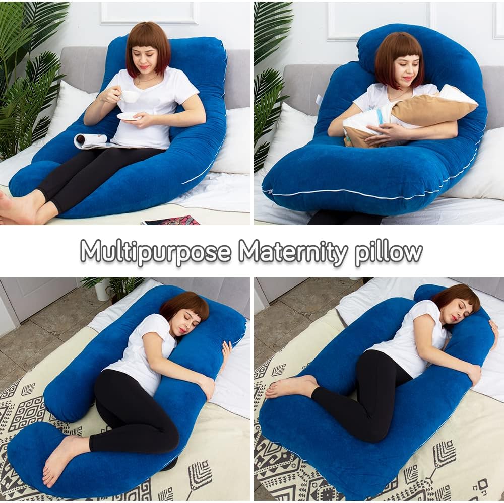 60 Inch Pregnancy Pillow for Sleeping, Extra Large U Shaped Body Pillow, Maternity Pillow for Pregnant Women with Velvet Cover (Dark Grey)