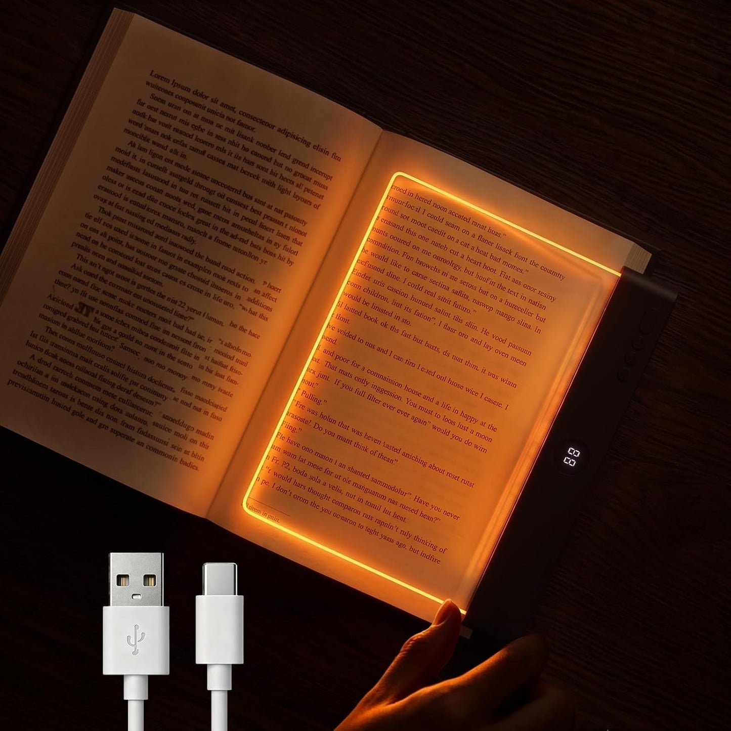 Book Light, Rechargeable Clear LED Flat Reading Light with 3 Colors & Timer, Dimmable Panel Plate Lamp Book Full Page Light for Reading in Bed at Night, Funny Gifts for Readers Kids Women Men (White)