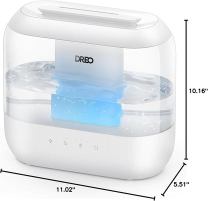 Dreo Humidifiers for Bedroom, 4L Top Fill for Large Room, 36H Runtime, 28 dB Quiet Supersized Cool Mist Air Humidifier for Baby Nursery, Plants, Indoor, Night Light, Easy to Clean & Fill, Black