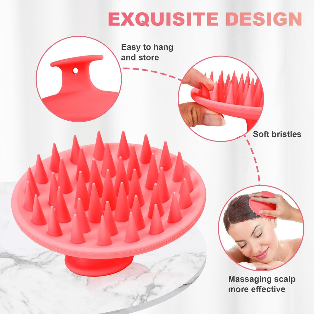 Meartchy Silicone Scalp Massager Shampoo Brush, Scalp Brush for Hair Growth & Dandruff Removal, Hair Scrubber Scalp Stimulator Exfoliator Brush with Soft Bristles for Wet Dry Scalp Care (Black)