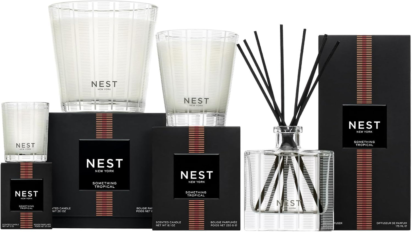 NEST New York Reed Diffuser, Bamboo - 5.9 fl oz - Fragrance for Up to 90 Days - Reusable, Refillable Glass Holder - Includes 8 All-Natural Reed Sticks - Flame Free