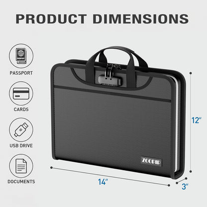 Fireproof Binder Organizer with 15 Pack Pockets,Letter Size,Black