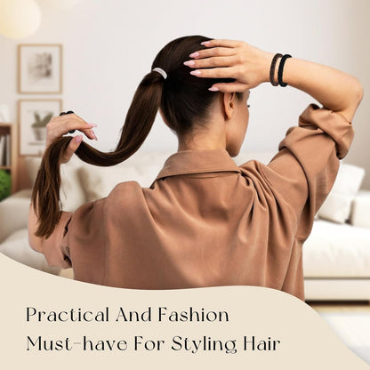 8 Pcs 100% Pure Mulberry Silk Hair Scrunchies for Women & Girls - Silky Hair Ties for Thick, Thin or Curly Hair - Bulk Pack Satin Sleepy Scrunchies in Black