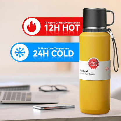 Stainless Steel Insulated Tea Infuser Bottle, Vacuum Insulated Water Bottle, Tea Tumbler with Separate Tea Compartment, 24-Hrs Insulation Commute Travel (White,32oz/1000ml)