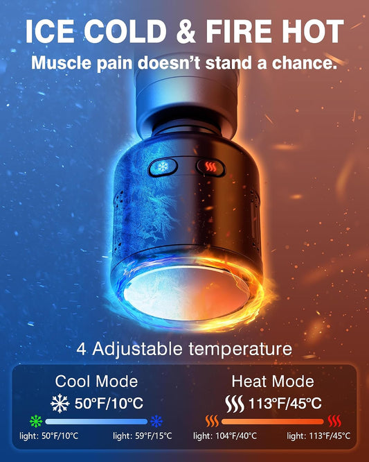 cotsoco Mini Massage Gun with Heat and Cold, Deep Tissue Percussion Muscle Massager, Portable Full-Metal Handheld Massager, Gift for Men Women, Gym Travel Recovery