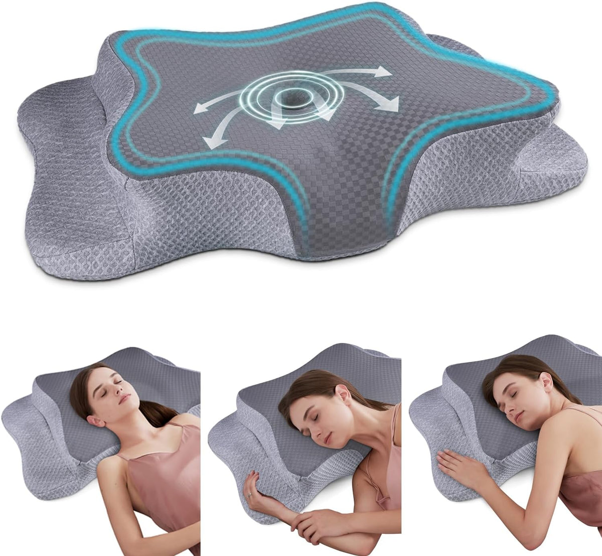 CHxxy Cervical Neck Pillow for Pain Relief Sleeping, Memory Foam Pillows