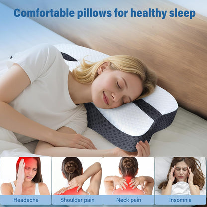 SAHEYER Anti-Snoring Pillow for Side Sleepers, Stop Snore Aid with Memory Foam, Orthopedic Pillow for Sleeper, Snoring Solution and Remedy, Anti-Snore Devices, White