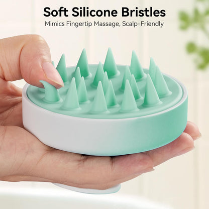 HEETA Scalp Massager Hair Growth, Soft Silicone Scalp Scrubber Shampoo Brush for Exfoliation, Dandruff Removal Head Massage Stress Relax, Wet & Dry Use for Thick Thin Curly Hair Care, Black