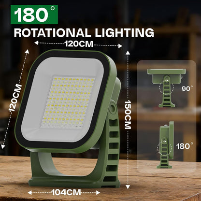 Rechargeable Work Light, 4000LM Magnetic Portable Work Light with Stand, 12000mAh Battery Powered LED Flood Light, USB-C, 180° Rotating for Garage, Car Repair, Camping