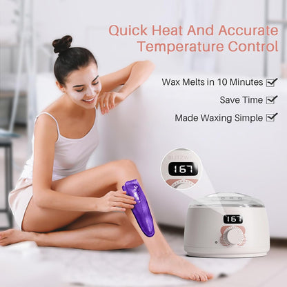BLITZWAX Brazilian and Bikini Waxing Kit for Women, Hard Wax Warmer for Face, Legs and Body, At Home Hair Removal Kit, Beginner Friendly, Digital Fast Heating, 51 Wax Items