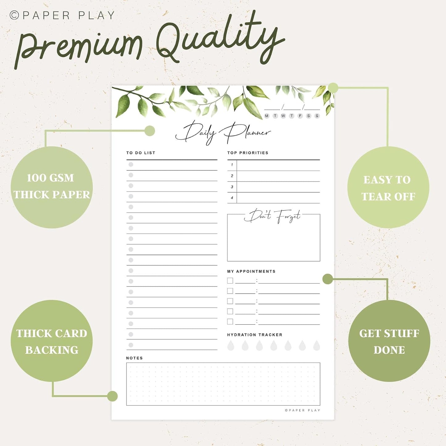 Daily Planner To Do List Notepad 52 Undated Tear-off Sheets | 6x9 Inch Desktop Daily Planning Notepad | Notebook for Daily Tasks, Checklist, Calendar, Schedule, To Do List, Appointments, Notes, Meals,
