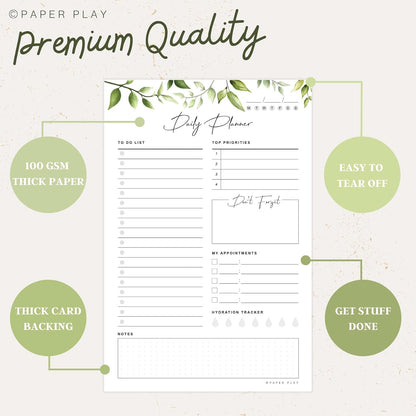 Daily Planner To Do List Notepad 52 Undated Tear-off Sheets | 6x9 Inch Desktop Daily Planning Notepad | Notebook for Daily Tasks, Checklist, Calendar, Schedule, To Do List, Appointments, Notes, Meals,