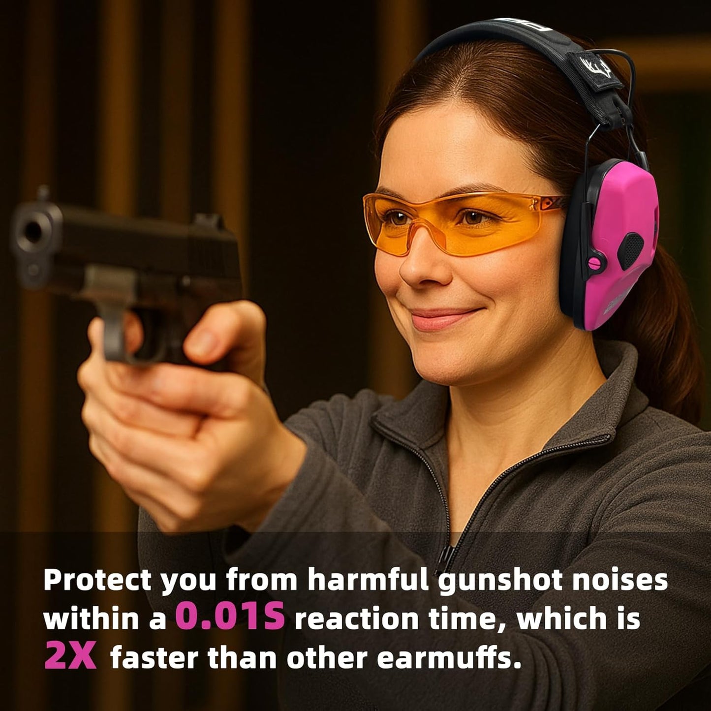 PROHEAR Electronic Ear Protection for Shooting with 4X Sound Amplification, Gun Range Hearing Protection Muffs, NRR 23dB Noise Reduction Headphones for Hunting, Green