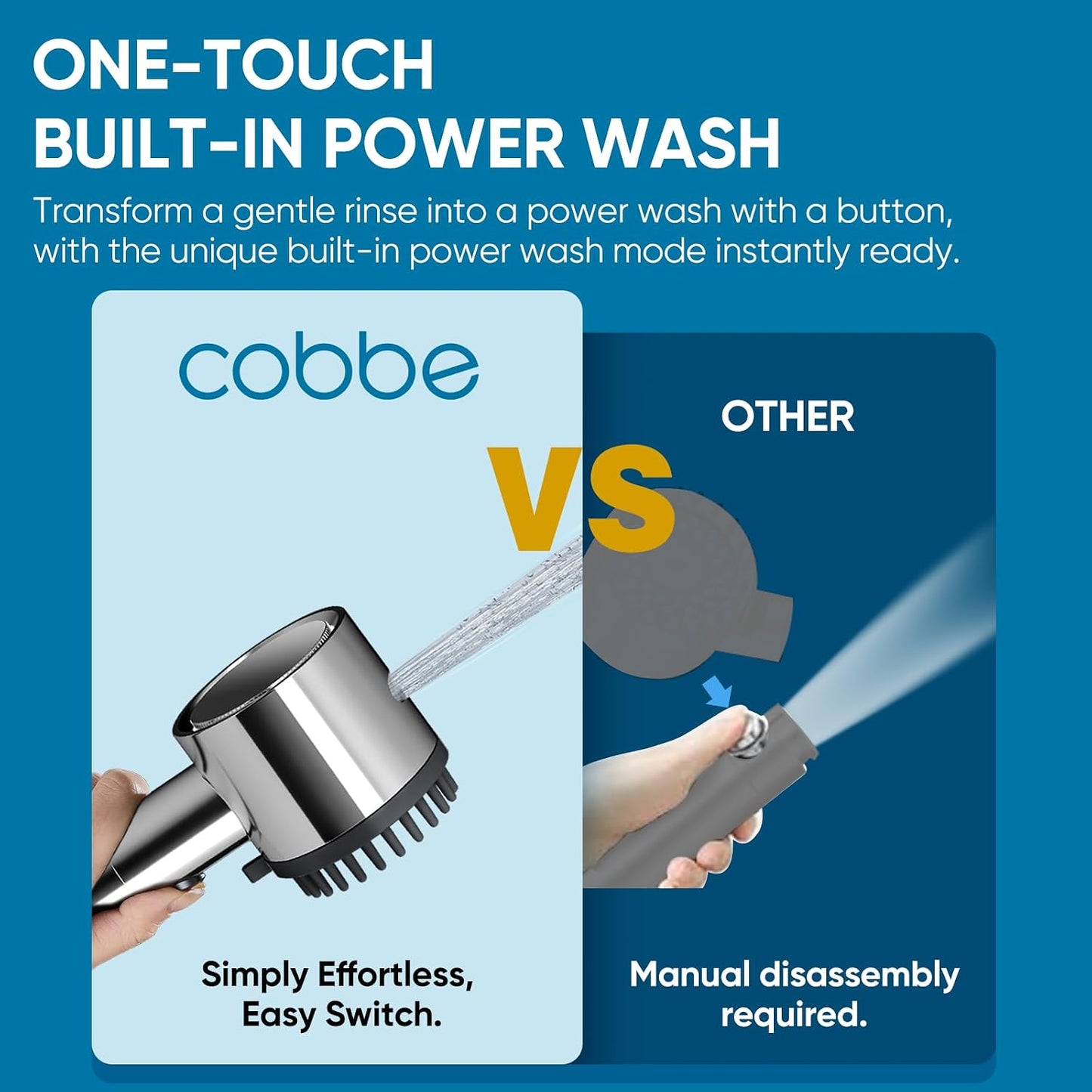 Cobbe Filtered Shower Head with Handheld, 4+1 Spray Mode Showerhead with Filters, Built-in Power Wash for Hard Water - Remove Chlorine - Reduces Dry Itchy Skin, Luxury Gray