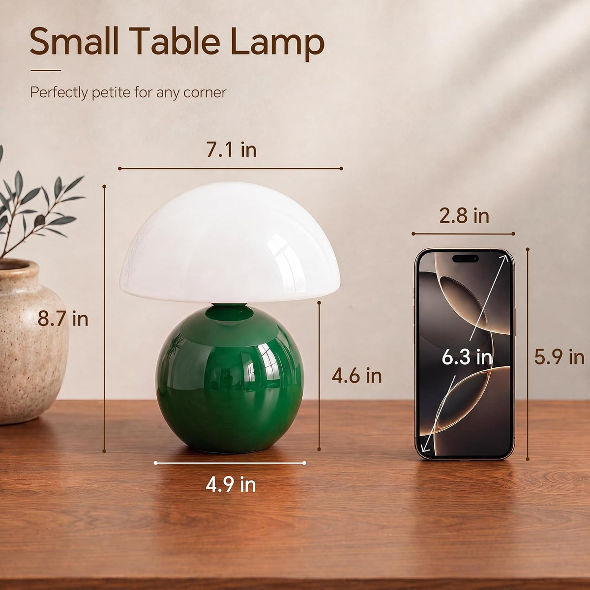 Dawnwake Mushroom Lamp Table Lamp for Bedroom-Small Desk Table Lamps,White