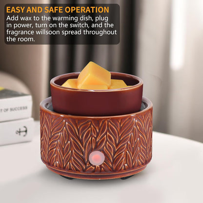 Ceramic Wax Melt Warmer, Fragrance Wax Warmer 4-in-1 Electric Candle Wax Melter and Wax Cubes for Home Office Bedroom Aromatherapy Essential Oil Burner is Birthday Gifts for Women Mom Girl(Dark Brown)