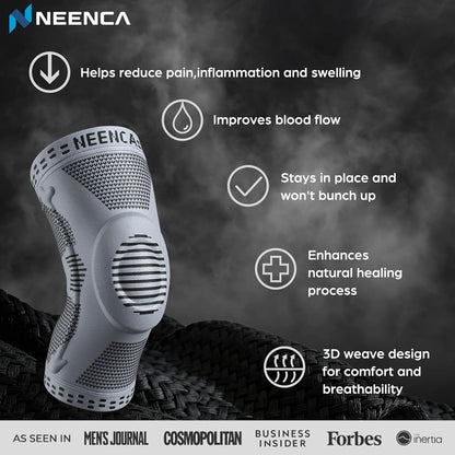 NEENCA Professional Knee Brace for Pain Relief, Medical Knee Support with Patella Pad & Side Stabilizers, Compression Knee Sleeve for Meniscus Tear, ACL, Joint Pain, Runner, Workout (Black, Medium)