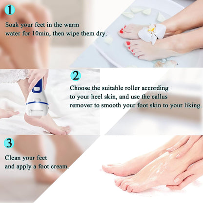 Callus Remover for Feet Electric Foot File, 13-in-1 Professional Pedicure Tools Foot Care Kit, Foot Scrubber Pedi for Hard Cracked Dry Dead Skin, 3 Rollers, 2 Speed, Battery Display (Black2)