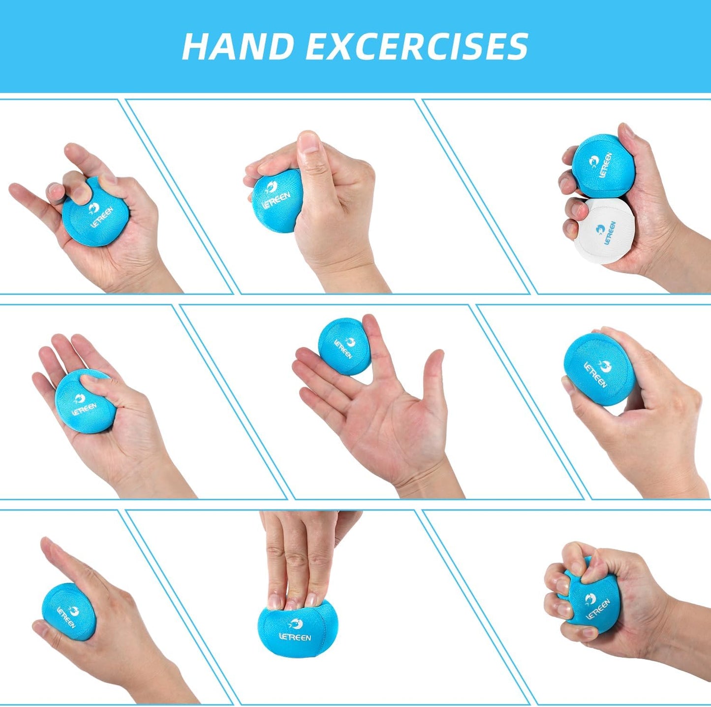 Stress Ball, Tri-Density Stress Balls for Adults & Grip Strengthening, Squeeze Balls for Hand Therapy, Squishy Stress Ball, Hand Strengthener Ball, Hand Balls for Therapy