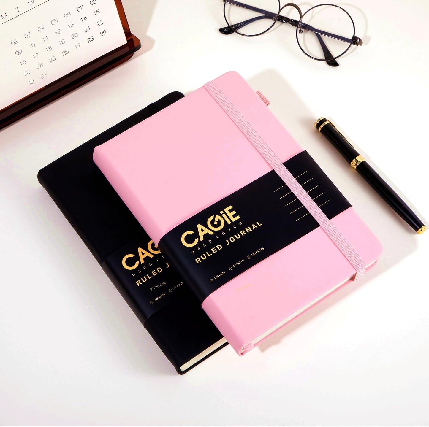 CAGIE Lined Journal Notebook for Women Men 320 Pages 100 Gsm Paper Thick Journaling Notebooks A5 Leather Journals for Writing Hardcover Journal Supplies for Work Note Taking Diary, 5.7x8.3 In, Green