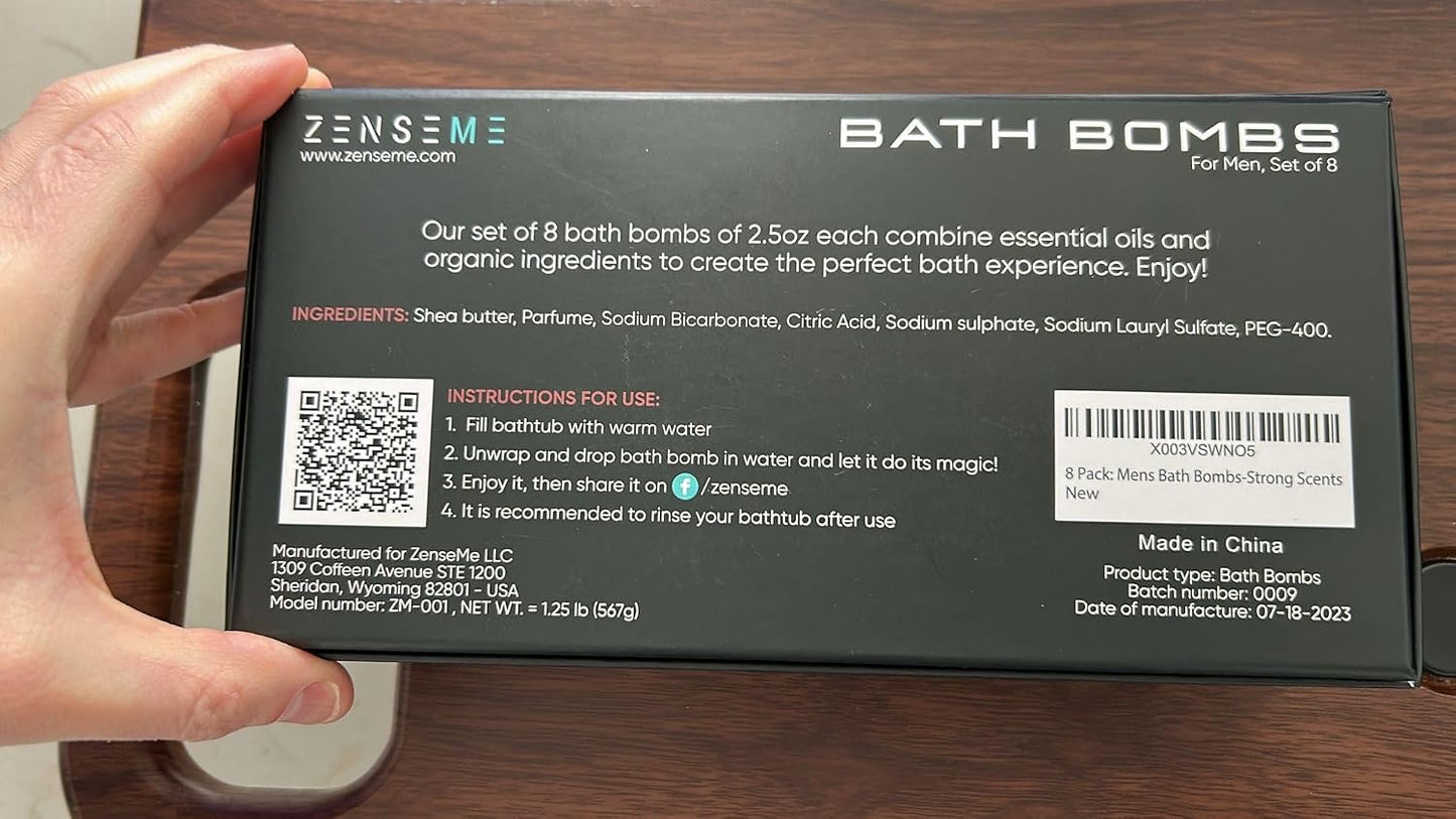 Bath Bombs for Men - Gift Set of 18 Square Shaped Handmade Natural Bath Bombs of 2.5 oz w/Essential Oils, Unique Manly Scents, for Boyfriend, Husband, Father - 18 Pack Square