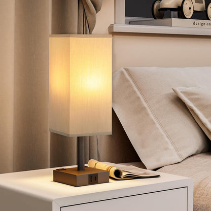 Touch Bedside Table Lamp for Bedroom - Dimmable, USB C+A, 2 AC Outlets