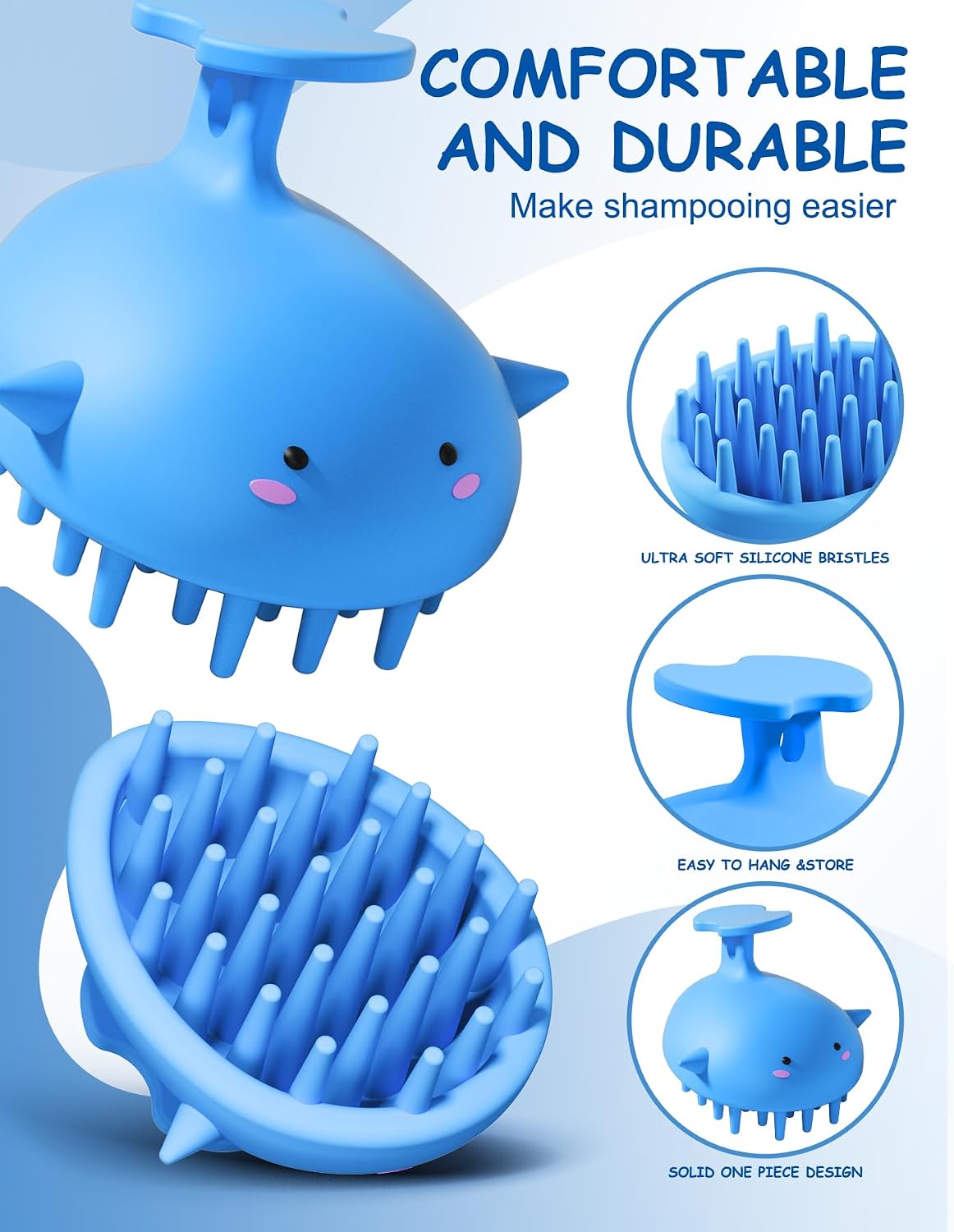 Scalp Massager Hair Growth, Silicone Scalp Scrubber Shower Shampoo Brush | One-Piece Silicone Scalp Exfoliator, Wet & Dry Hair Care, No Seams to Trap Water or Grime, Flakes and Buildup