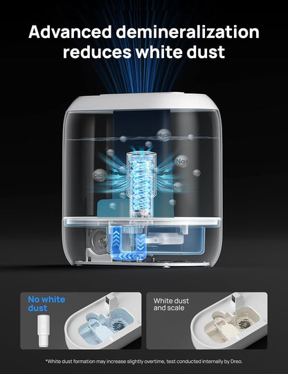 DREO 4L Smart Cool Mist Humidifiers for Bedroom HM311S Black | Top Fill, Quiet Sleep 28 dB, 36H Runtime for large room, Touch/APP/Voice Control, Nightlight, ideal for Baby, Plants, Nursery