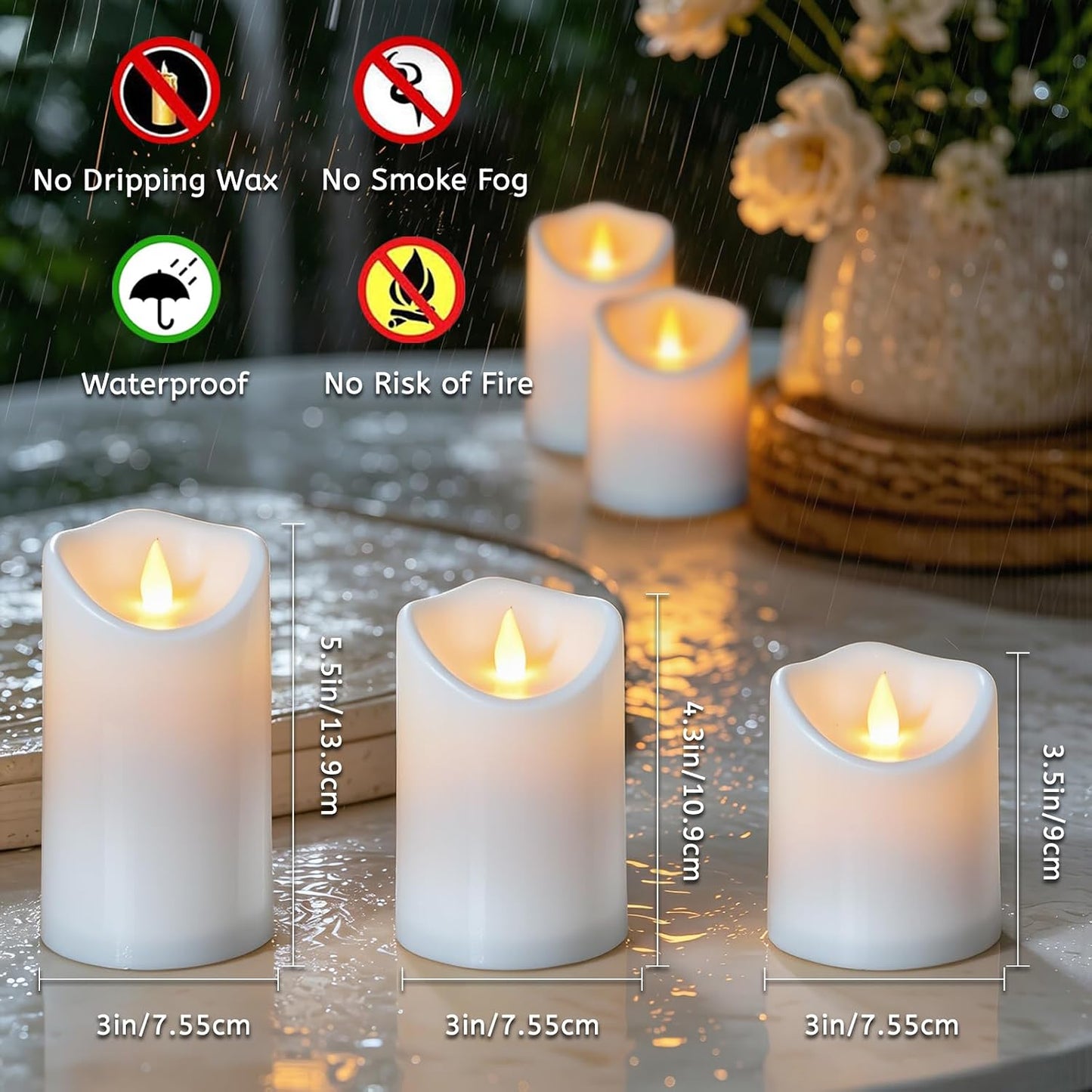 antizer Flameless Candles Led Candles Pack of 9 (H 4" 5" 6" 7" 8" 9" x D 2.2") Real Wax Battery Candles with Remote Timer for Home Fireplace Decor Wedding Festival Decor (Ivory 9 Pack)