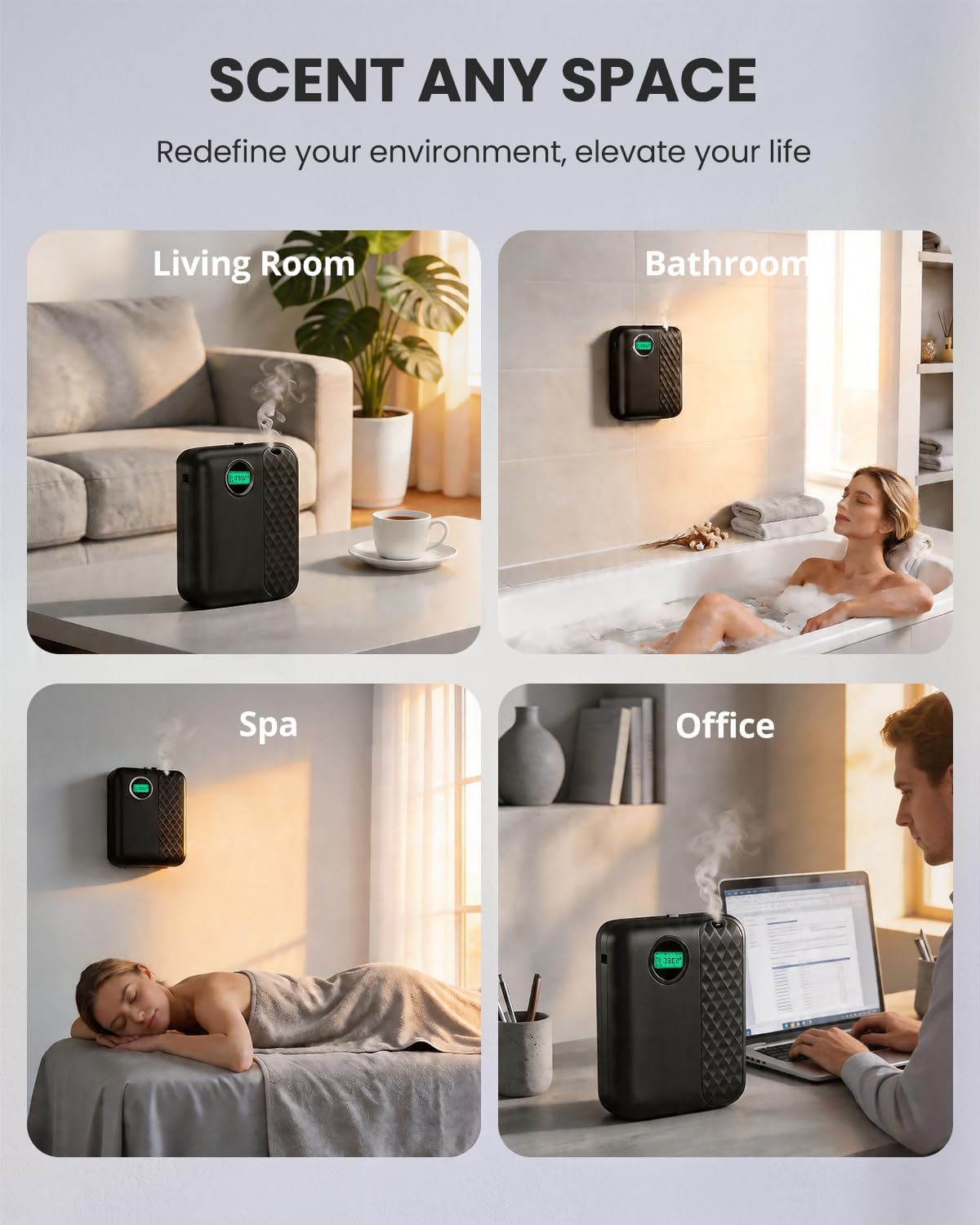 RoyAroma Waterless Essential Oil Diffuser for Home & Office, Smart Bluetooth App Control Scent Machine, 3000 Sq Ft Coverage, 400mL Cold Air Aromatherapy for Large Rooms - Pearl White