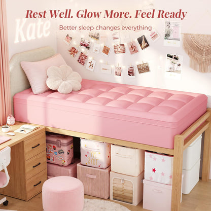 ELEMUSE Twin XL Dorm Dual Layer 3 Inch Memory Foam Mattress Topper for College, Dorm Room Essentials, 2 Inch Cooling Gel Foam and 1 Inch Soft Pillow Top Bed Pad,Back to School Comfortable Support