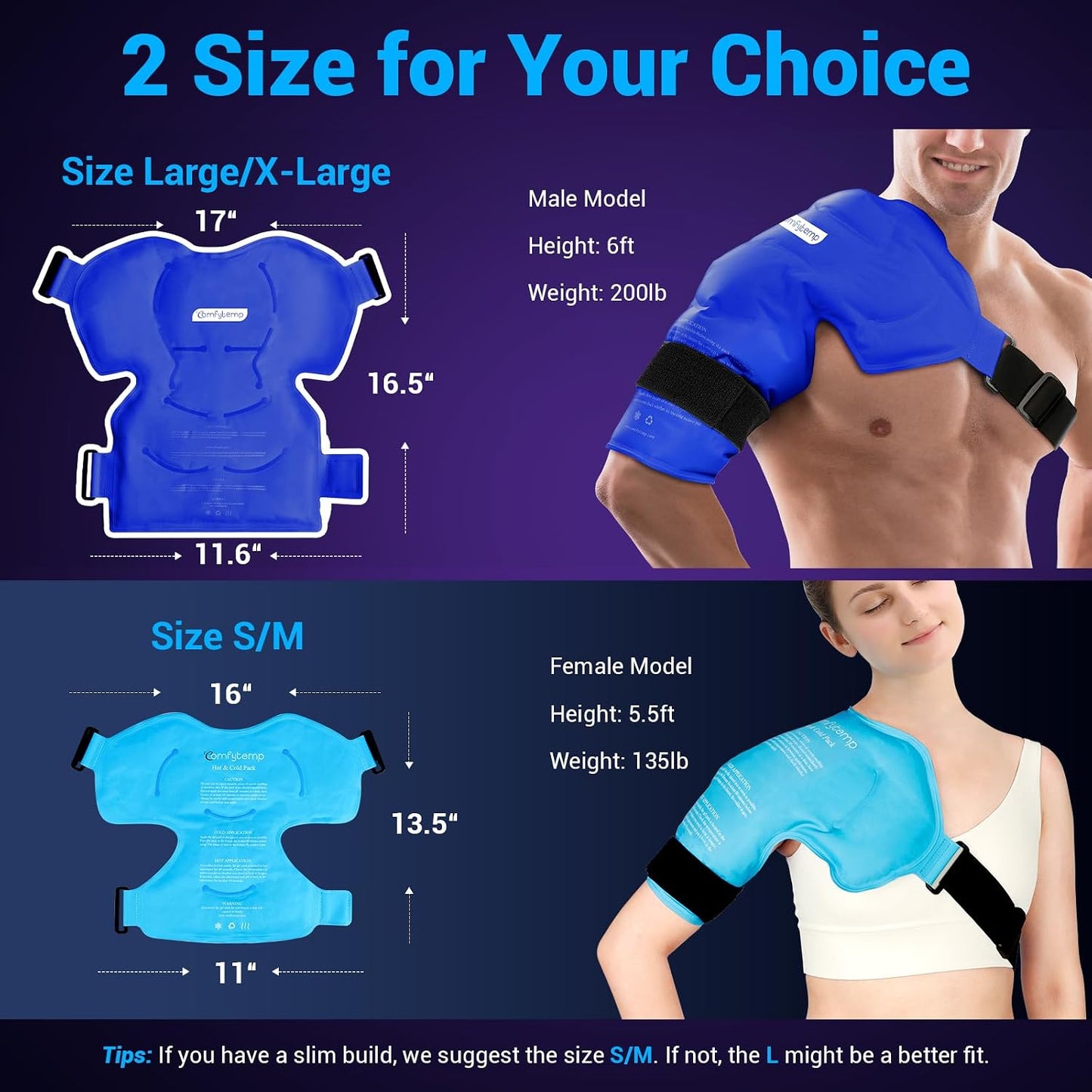 Comfytemp Shoulder Ice Pack Rotator Cuff Cold Therapy Wrap, FSA Eligible HSA, Gel Packs for Injuries Reusable Hot Cold Compress Shoulder Brace for Pain Relief, Men Women Recovery Item (Large/X-Large)