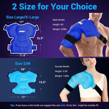 Comfytemp Shoulder Ice Pack Rotator Cuff Cold Therapy Wrap, FSA Eligible HSA, Gel Packs for Injuries Reusable Hot Cold Compress Shoulder Brace for Pain Relief, Men Women Recovery Item (Large/X-Large)
