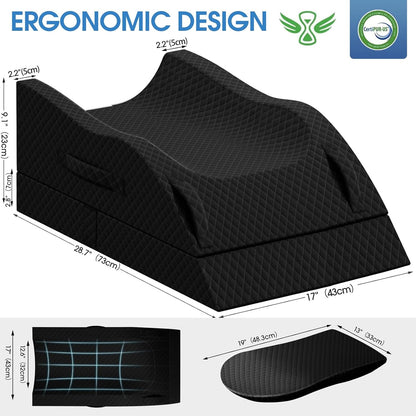 TranquilRelax Elevation Pillows for Leg After Surgery, Memory Foam Adjustable Wedge Pillow for Injury or Rest, Ankle Pillow for Sleeping Blood Circulation, Grey/Single Leg